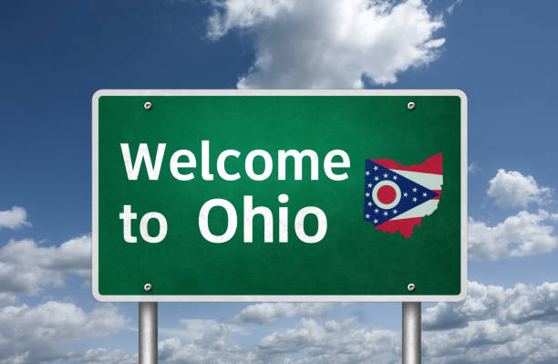 Welcome to US State Ohio in Midwestern USA stock photo