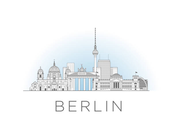 ilustrações de stock, clip art, desenhos animados e ícones de berlin germany cityscape line art style vector illustration - berlin