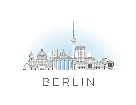 Berlin Germany cityscape line art style vector illustration