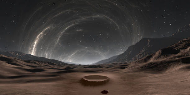 istock Mercury planet landscape. Sunset on Mercury with sun corona. 3D illustration 1468557206