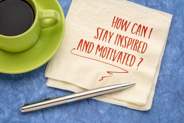 istock How can I stay inspired and motivated? Inspirational question on napkin. 1468559558