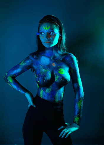Woman with neon bodypaint