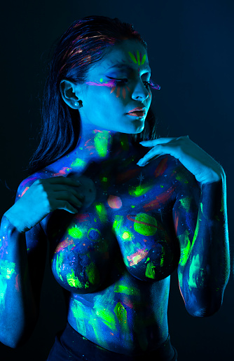 Woman with neon bodypaint