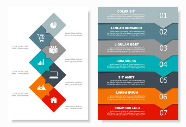 ilustraciones, imágenes clip art, dibujos animados e iconos de stock de plantilla de diseño infográfico con lugar para sus datos. ilustración vectorial. - número 7