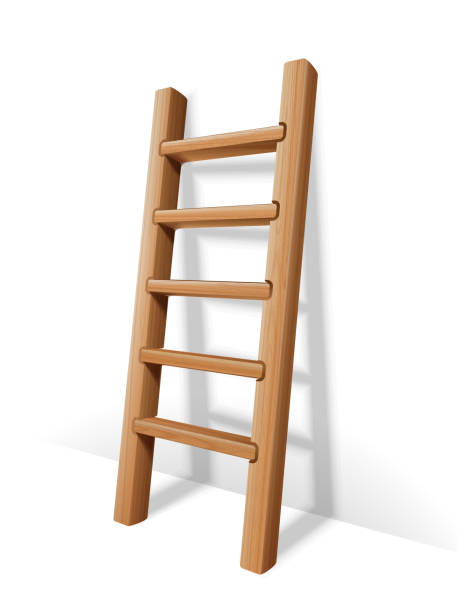 istock 3d realistic vector icon illustration. Wooden ladder isolated on white background. 1468576966