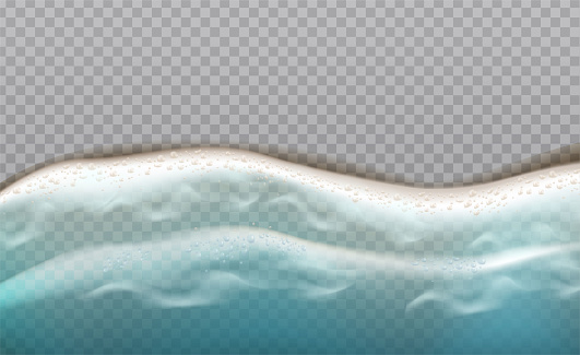realistic vector icon background. sea ocean wave with foam from top view.