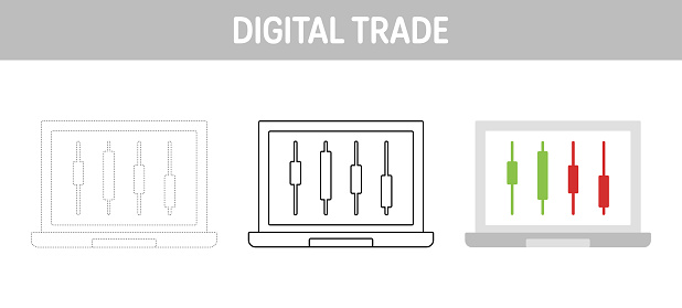 Digitrade Running Digital Trade Tracing And Coloring Worksheet For Kids Stock ...