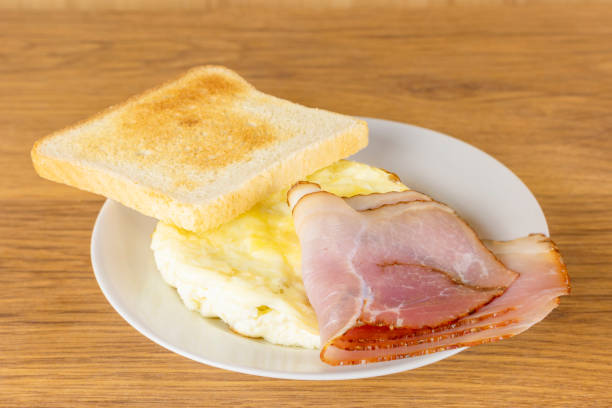 bacon, scrambled eggs and toast for breakfast