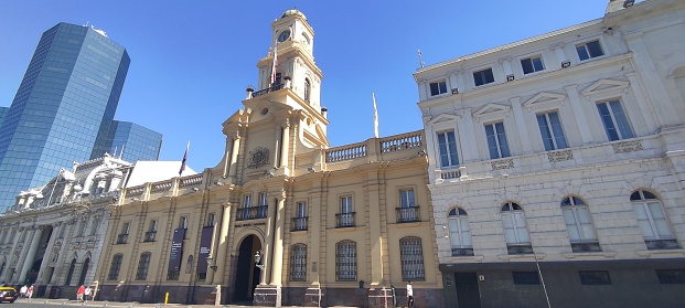 Image of some buildings in the famous Plaza de Armas in Santiago de Chile. Image taken in January 2022.