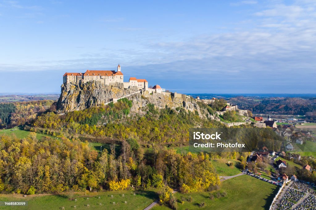Aerial view of the famous Riegersburg castle in the austrian region Steiermark on a beautiful autumn day Austria Stock Photo