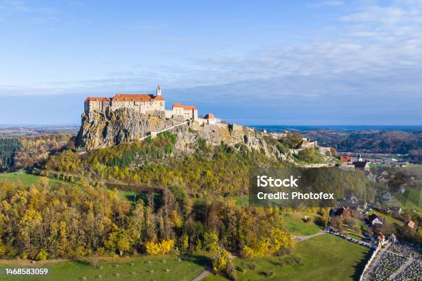 Aerial View Of The Famous Riegersburg Castle In The Austrian Region Steiermark On A Beautiful Autumn Day Stock Photo - Download Image Now