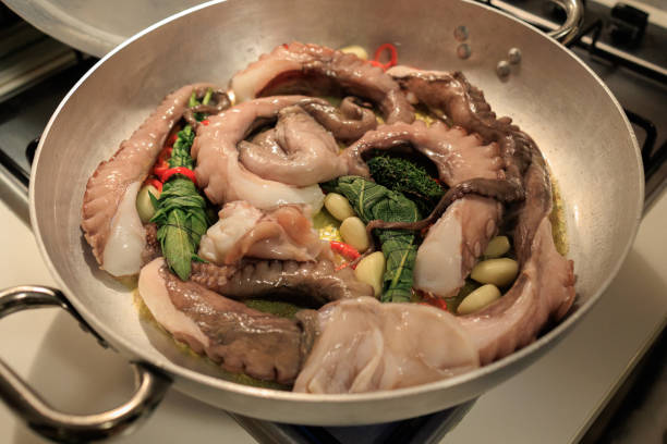 Cooking Seafood in frying pan