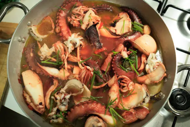 Photo of Cooking cacciucco seafood soup
