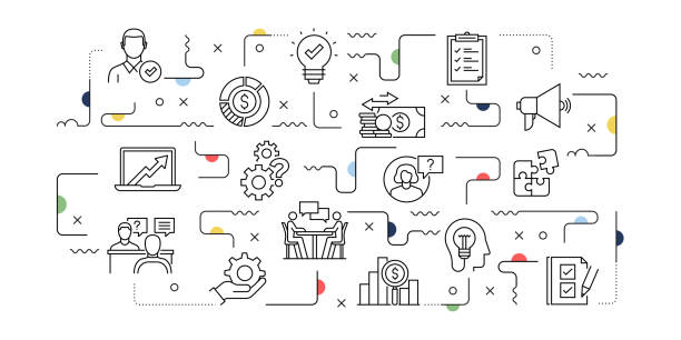 istock Business Consulting Related Vector Banner Design Concept, Modern Line Style with Icons 1468585939
