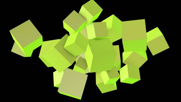 istock Green lizard color cubes shapes. Abstract geometric background. 1468587430