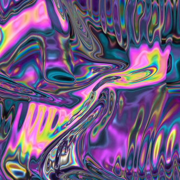 istock Bright holographic background. Iridescent color hologram. Liquid hologram. 3D render. 1468587466