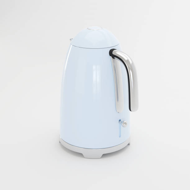istock 3D rendering Light Blue Vintage Electric Kettle Stainless Steel 1468587638