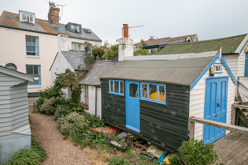 Shed outside a private home in Residential District at Whistable in Kent, England