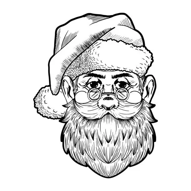 Vector illustration of Vector Cartoon Cute Christmas Santa Illustration Isolated