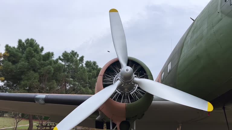 Propeller Air plane with blue sky 4k stock video