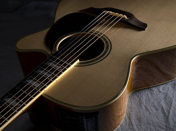 Acoustic Guitar Closeup stock photo