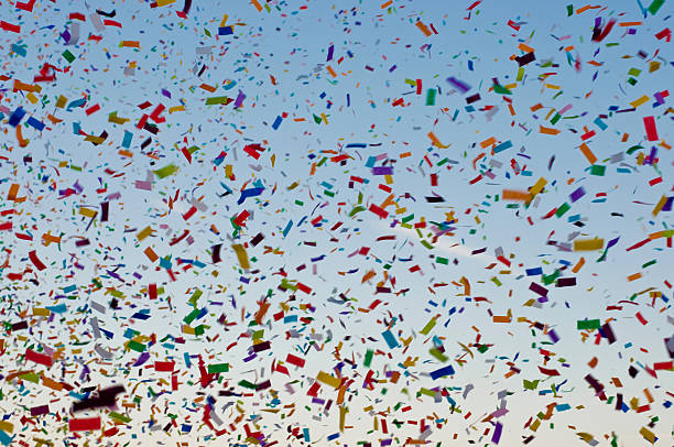 istock Blue sky filled with colorful confetti 146859725