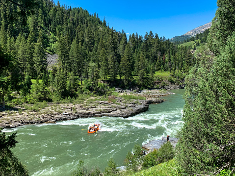 Aerial view of whitewater kayaking on the Zrmanja River, Croatia