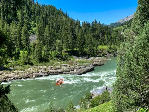 Lunch Counter Rapid on the Snake River in summer