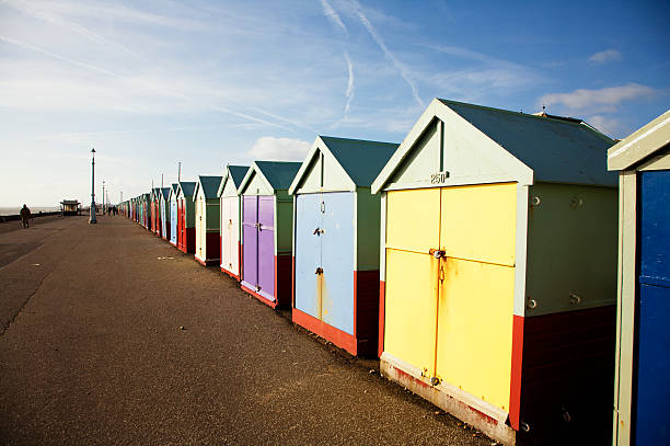 istock Brightly painted wooden Beach Huts 146859850