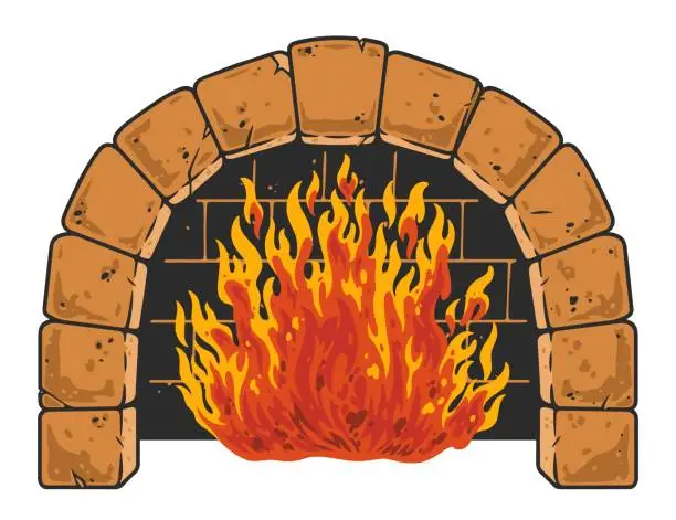 Vector illustration of Fire in oven colorful logotype