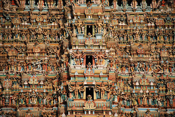 Ancient temple tower of Meenakshi-Sundareswarar ancient temple tower of Meenakshi-Sundareswarar in Madurai, Tamil Nadu, India menakshi stock pictures, royalty-free photos & images