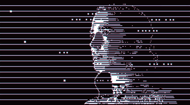istock Pixel Art Portrait of young woman with Glitch Technique 1468606702