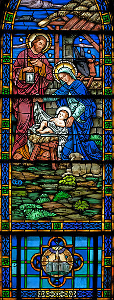 istock Hi-Res Panoramic  Stained Glass Window of Nativity 146860713