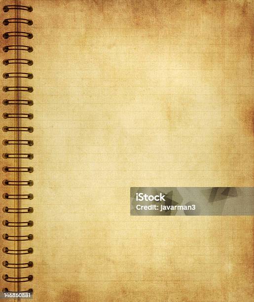 Page From Old Grunge Notebook Stock Photo - Download Image Now - Aging Process, Ancient, Antique