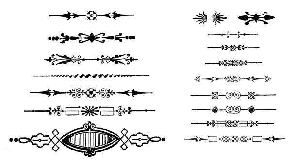 Art Nouveau Border Designs - 19th Century vector art illustration