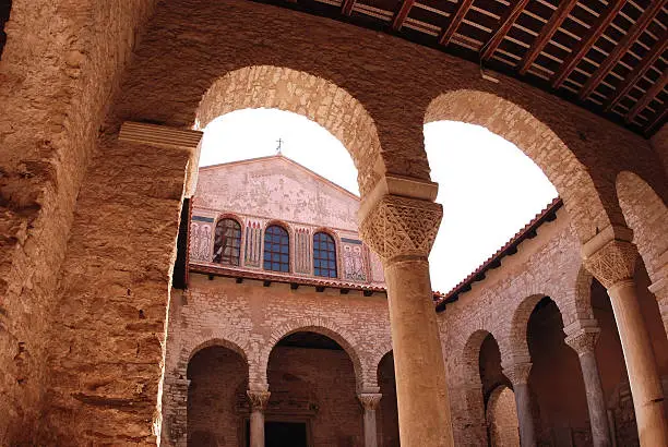 Atrium of Euphrasius basilica in Porec, Croatia