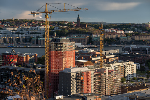 Gothenburg, Sweden - september 18 2022: High rises under construction at Lindholmen.