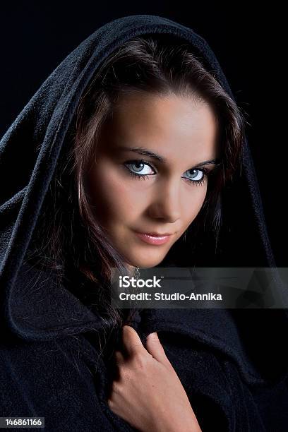 Lady In A Black Cape Stock Photo - Download Image Now - Adult, Adults Only, Beautiful People