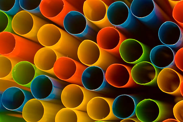 Colorful drinking straws stock photo