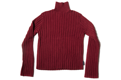 Red man's sweater jumper on white background