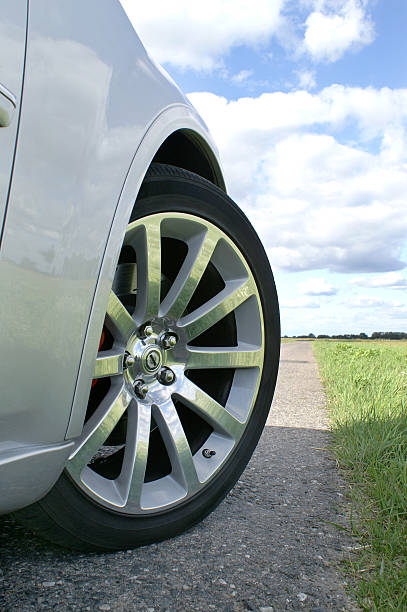 Polished alloy wheel stock photo