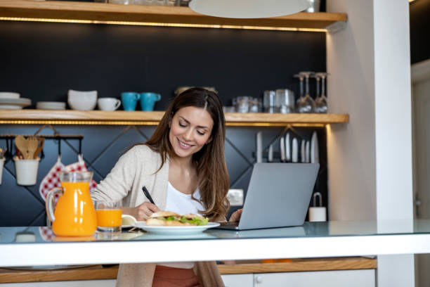istock Woman working at home office 1468628371