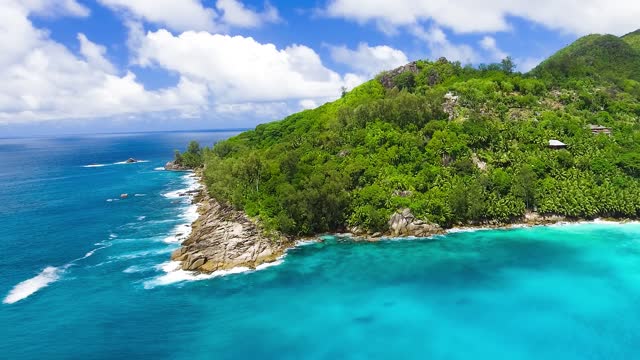 Amazing aerial view of Seychelle Island coastline