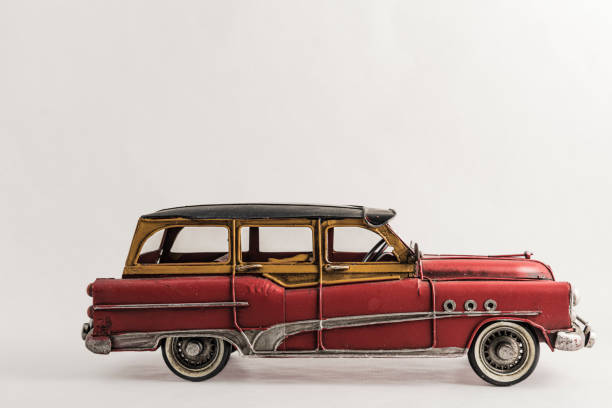A vintage steel vehicle toy steel models of collectible cars stock photo