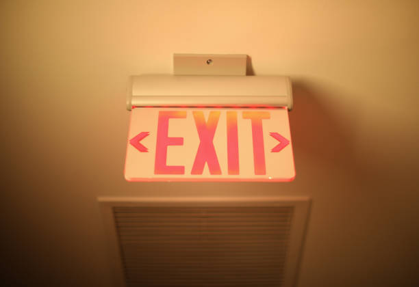 Exit Sign In Hall 50+ Red Exit Signs In Dark Hallway Stock Photos, Pictures & Royalty ...