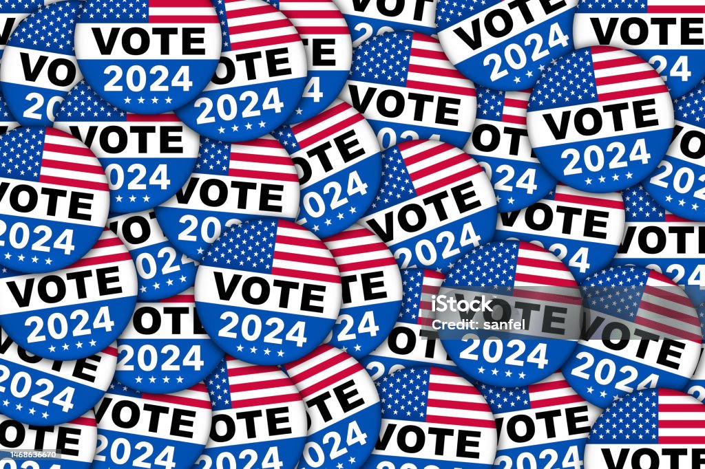 Vote 2025 Campaign Buttons With The Usa Flag Illustration Stock