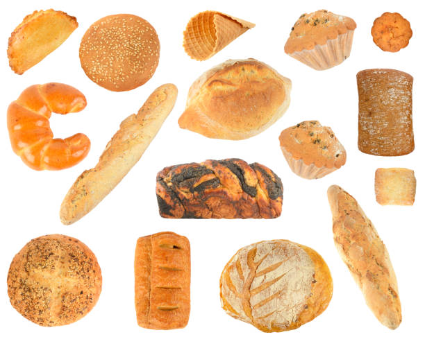 istock Large set healthy fresh bread products isolated on white 1468637048