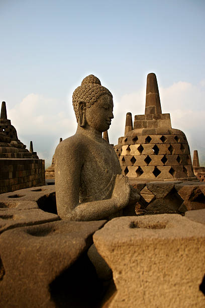 Buddha on Borubudur monument stock photo