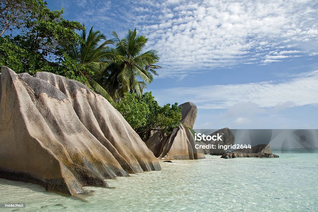 Seychelles Anse Source d'argent, La Digue, Seychelles Anse Source d'Argent Stock Photo