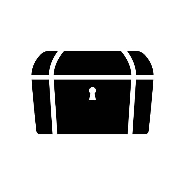 illustrations, cliparts, dessins animés et icônes de ancienne icône de poitrine. silhouette noire. vue de face. illustration graphique vectorielle simple et plate. objet isolé sur fond blanc. isoler. - malle au trésor